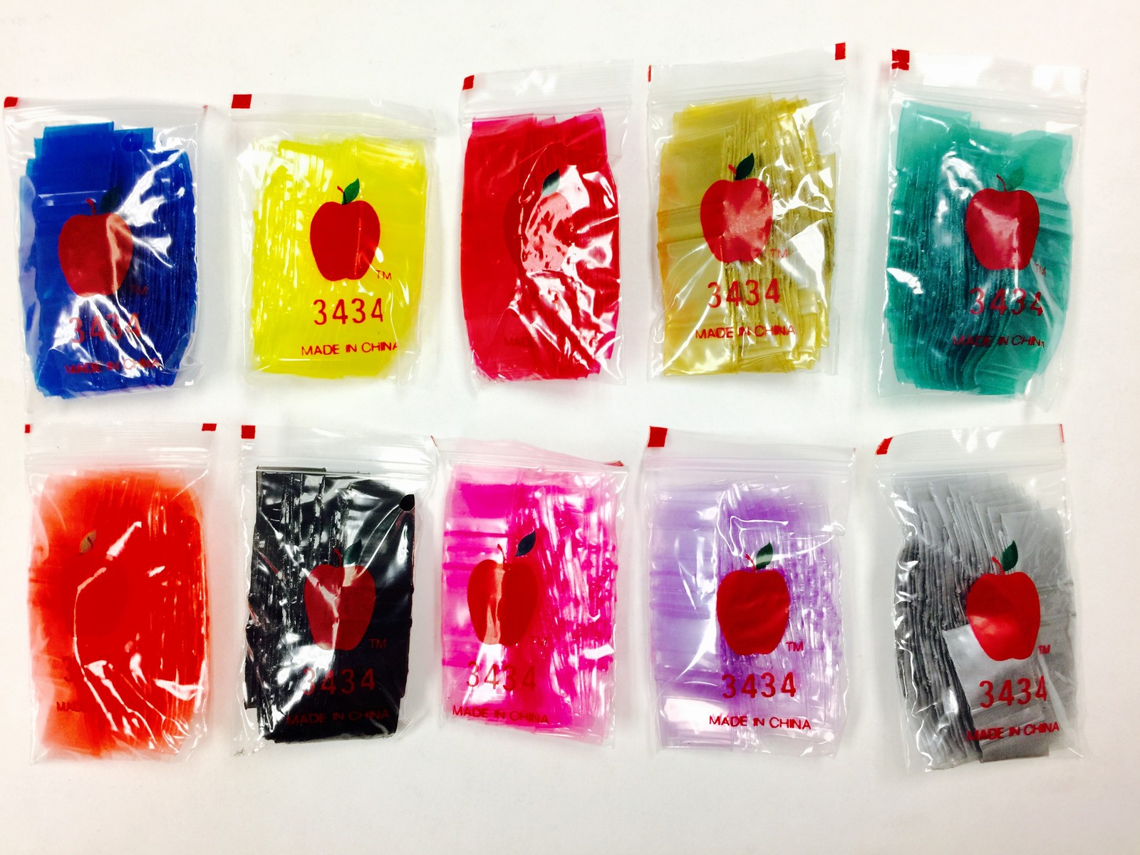 2.5 MIL 3434 3/4″ X 3/4″ MINI ZIP COLOR BAGS 10 COLORS MIX 1000PCS, READ DETAILS