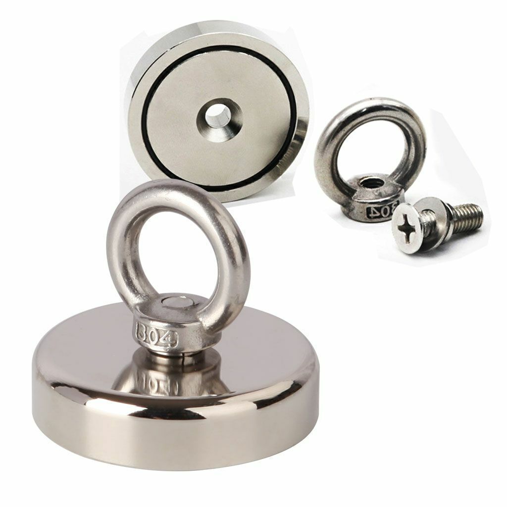 100-1100LB Neodymium Fishing Magnets Pulling Force Super Strong Round Rare Earth