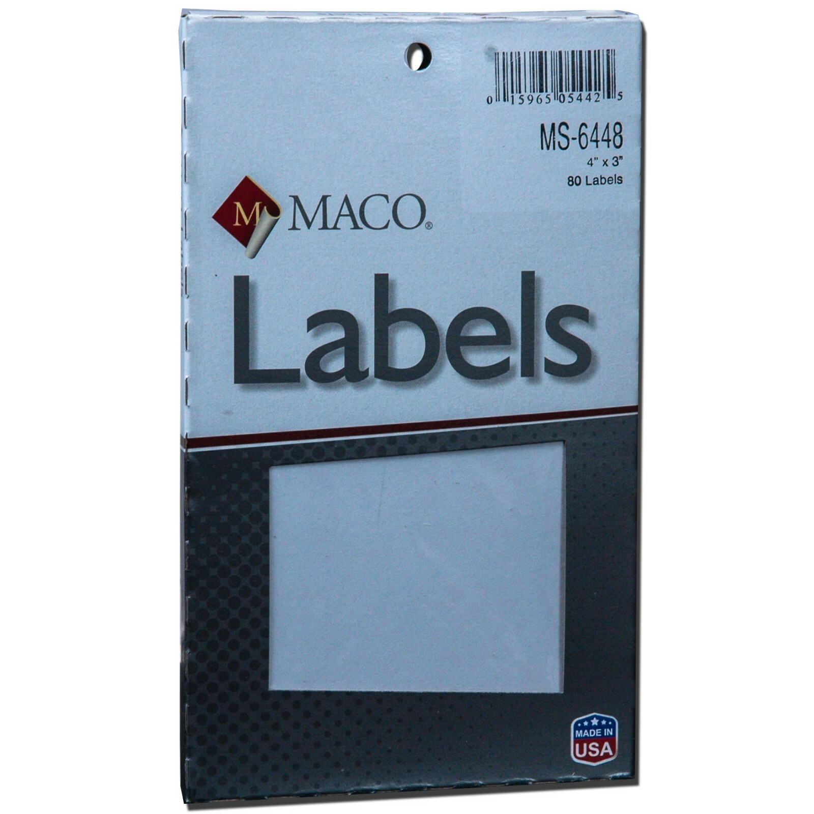 MACO MS-6448 4×3″ White Multi-Purpose Labels, Removable, Pack of 80