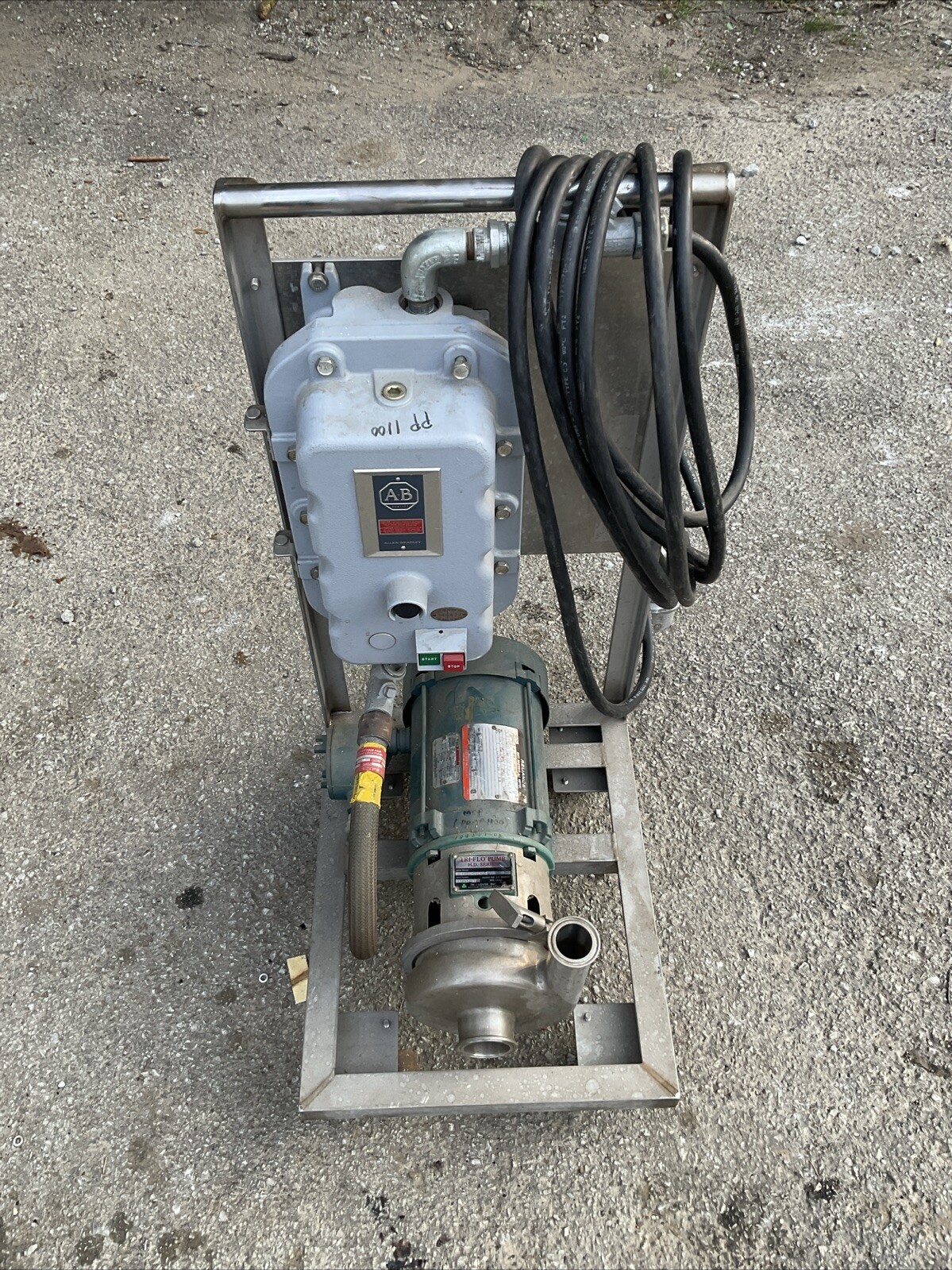 Tri-Clover Tri-Flow C215MDG56T-S Mobile Pump With Starter & Cart; 230V, 3 Ph, 60