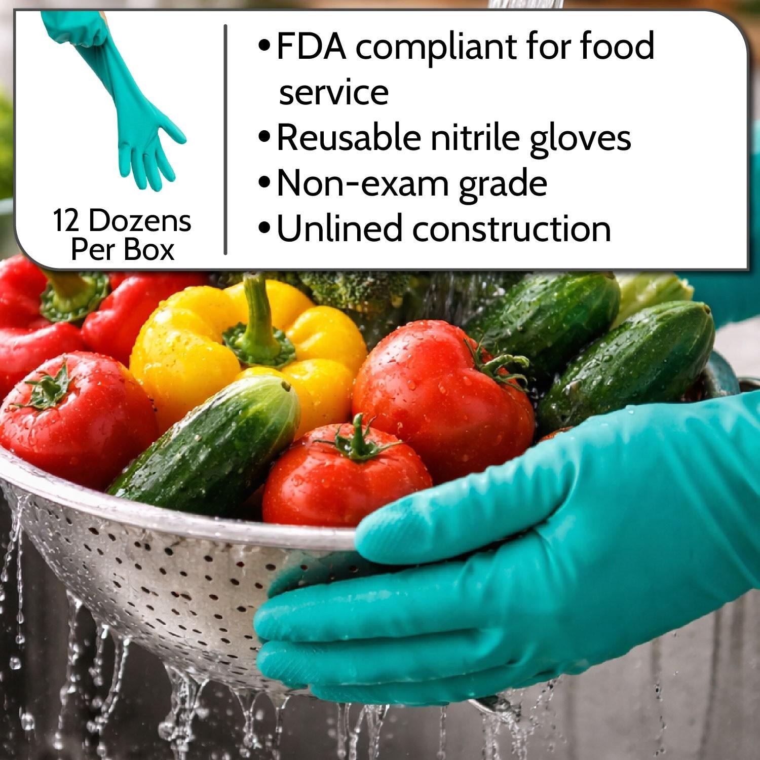 12 Pairs Green Chemical Resistant Diamond Textured Nitrile Gloves Industrial/2XL