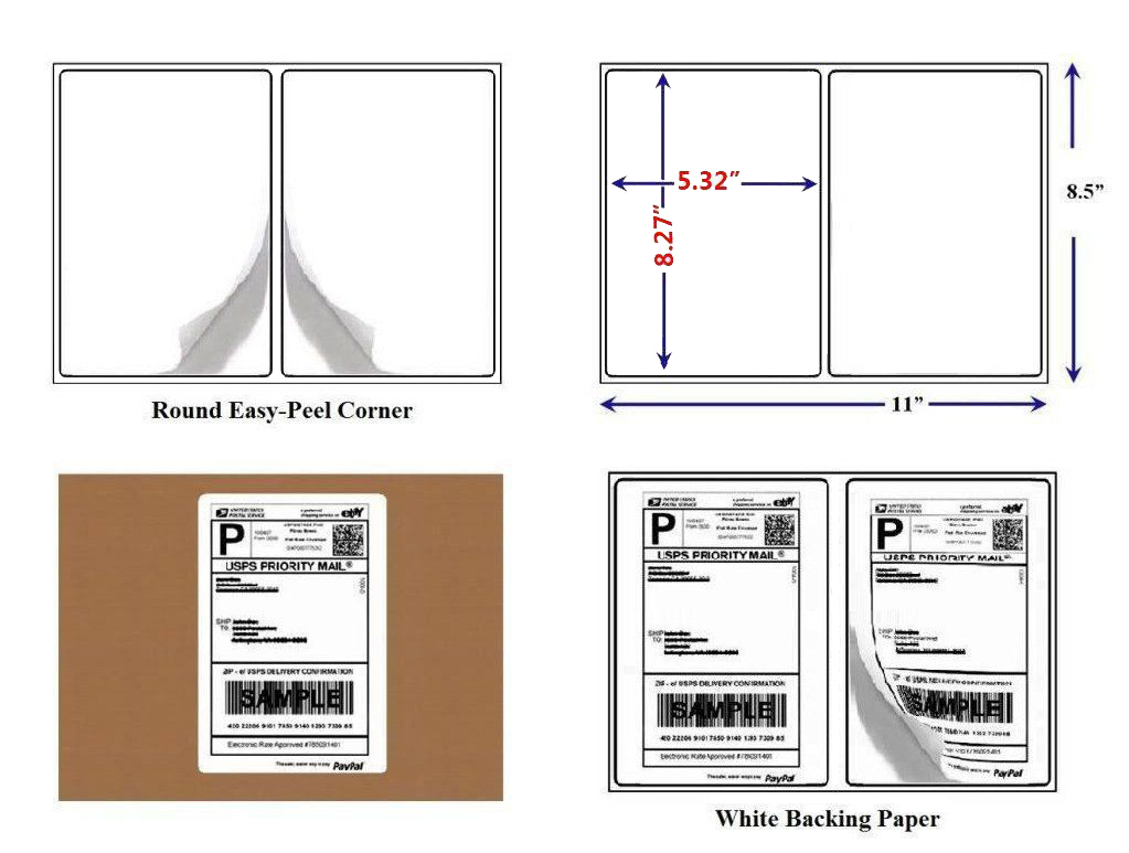 500 Half Sheet 8.5×5.5 Shipping Labels Round Corner For Laser Inkjet Printer