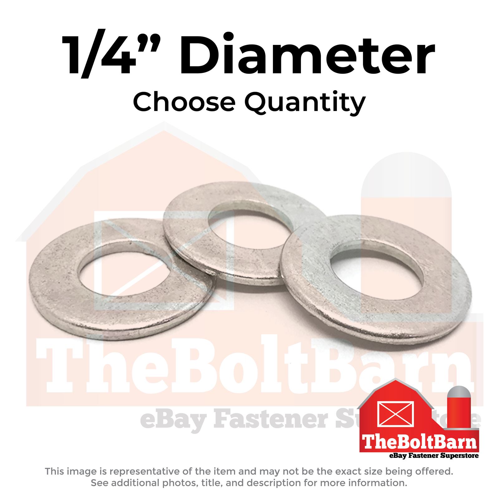 1/4″ Stainless Steel SAE Flat Washers (Choose Qty)
