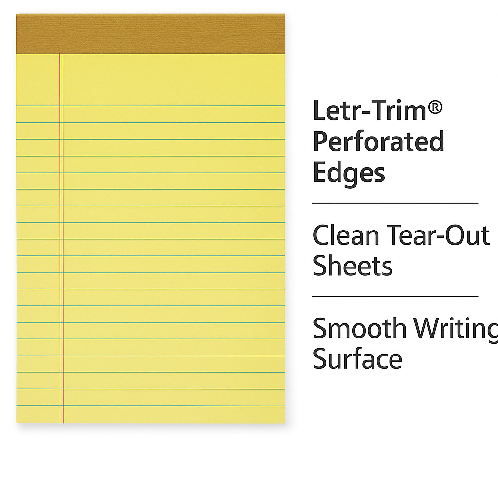 TOPS Junior Legal Notepad 5″x8″ Canary Yellow Legal Ruled 50 Sheets 96 Pads Bulk