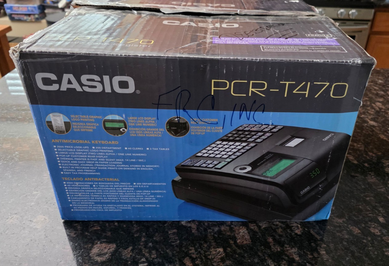 Casio PCR-T470 Electronic Cash Register with Keys – Tested/Works