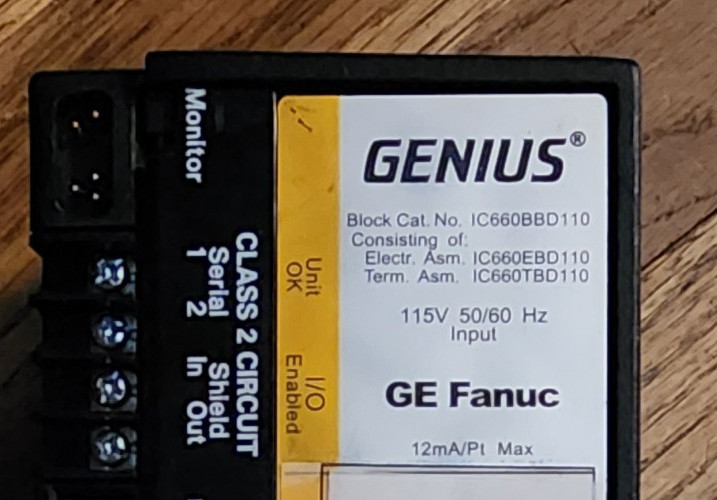 GE Fanuc Genius, Cat # IC660BBD110 Electronic Module 115VAC / 50/60Hz