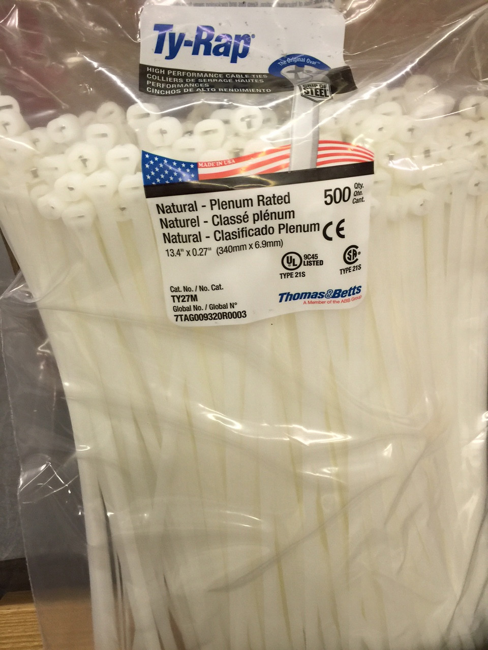 Thomas & Betts Ty-Rap TY27M 13.4″ 120lb Natural 500/bag
