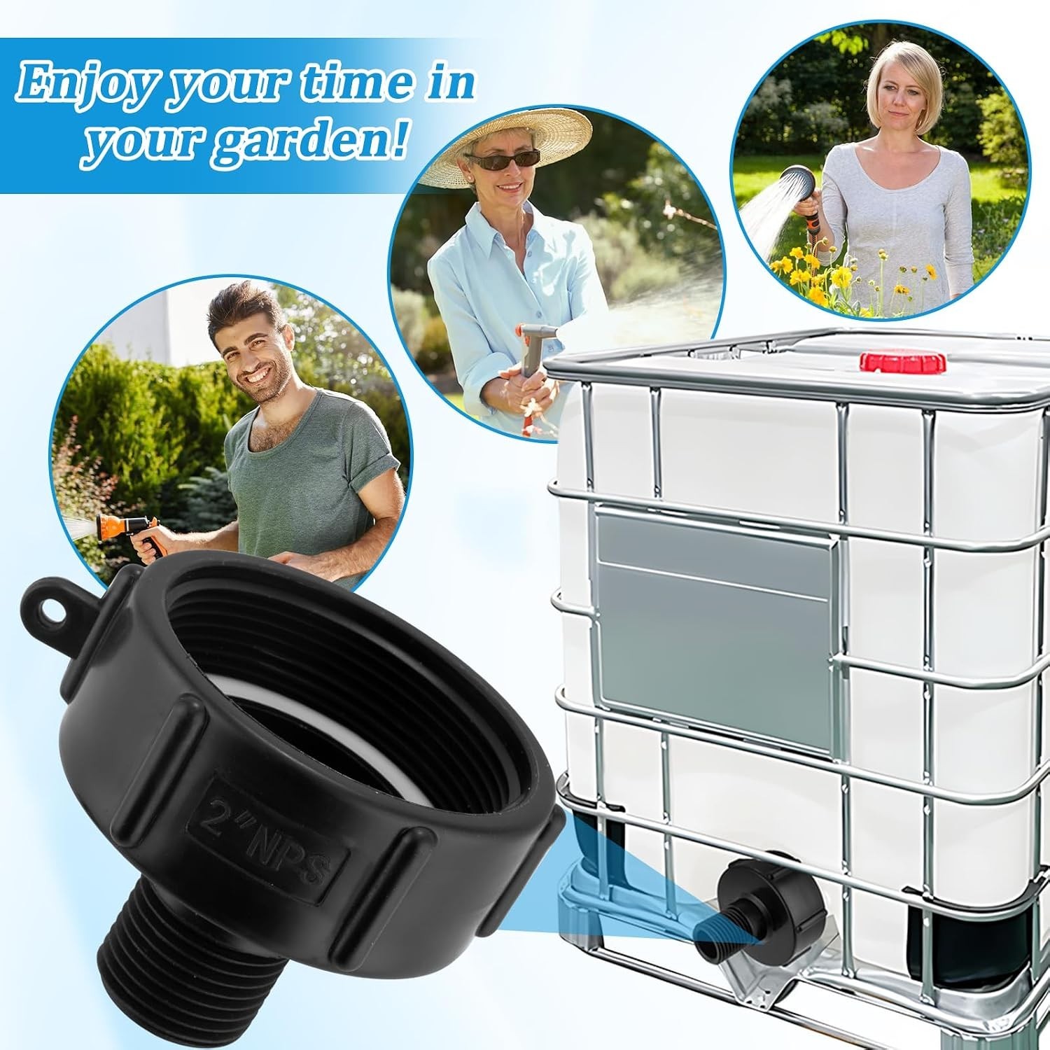 250 Gallon IBC Water tote Hose Adapter, IBC Drain Adapter,Water Hose Male Ada…