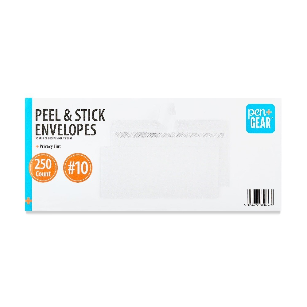 Peel and Stick Security Envelopes White Self Adhesive 4.13 x 9.5 Inches 250 Pack
