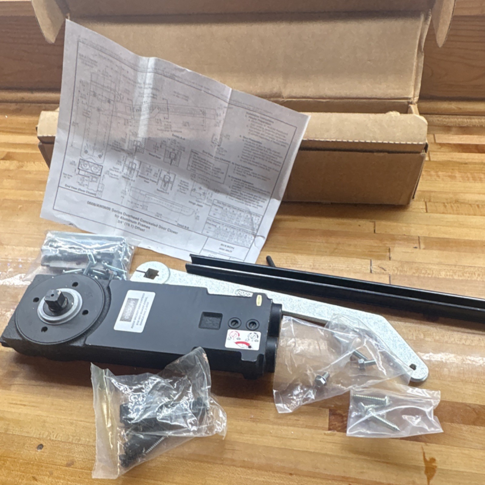 Rixson Commercial Door Closer Kit Black w/ Hardware & Installation Instructions