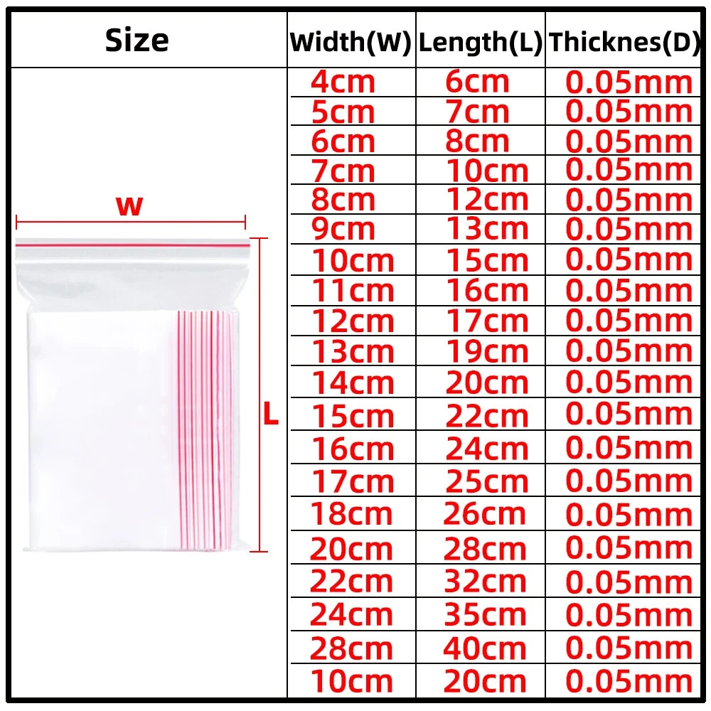 4x6cm-100PCS Clear Reclosable Zipper Bags Zip Seal Baggies Plastic Storage