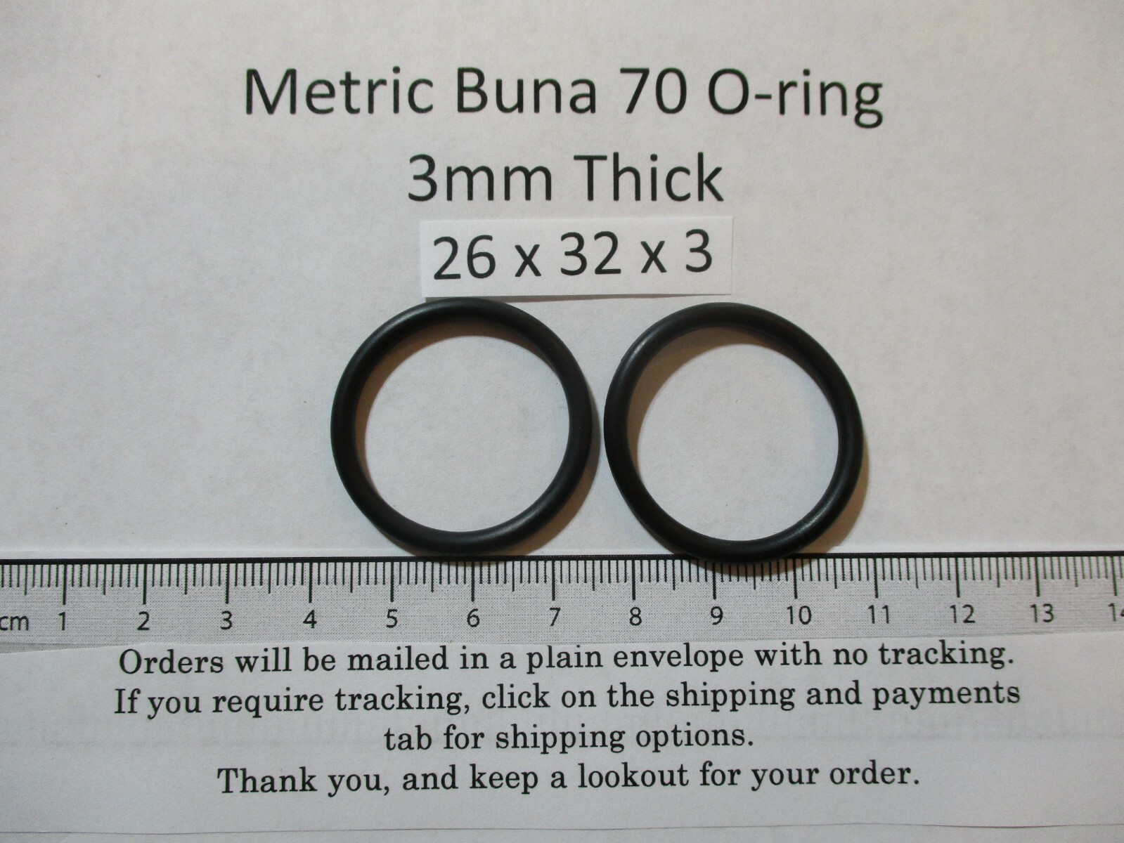 26mm ID x 32mm OD x 3mm thick O-ring. Buna-70. Quan 2.