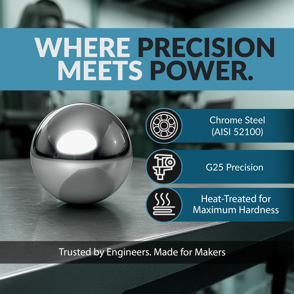 (50) 1/4″ Inch Chrome Steel Bearing Balls (G25 Precision – AISI 52100)