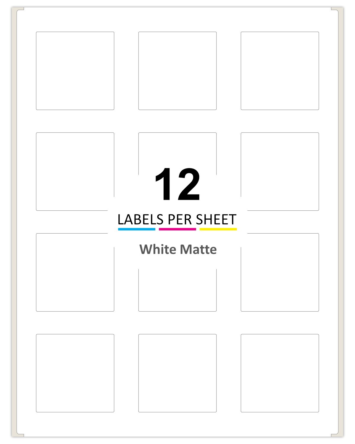 300 2×2 Inch Printable Laser and Inkjet Sticker Square Labels 25 Sheets