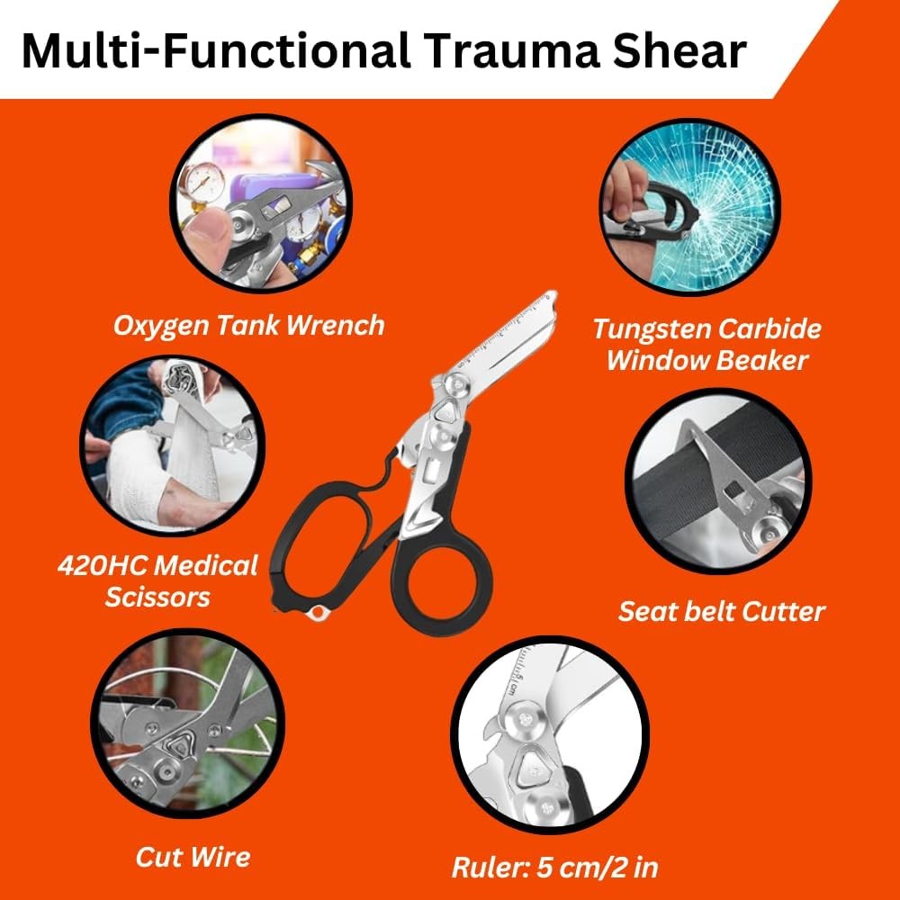 Emergency Trauma Shears Medic Emt Heavy Duty Multi Purpose Shears Black Handle