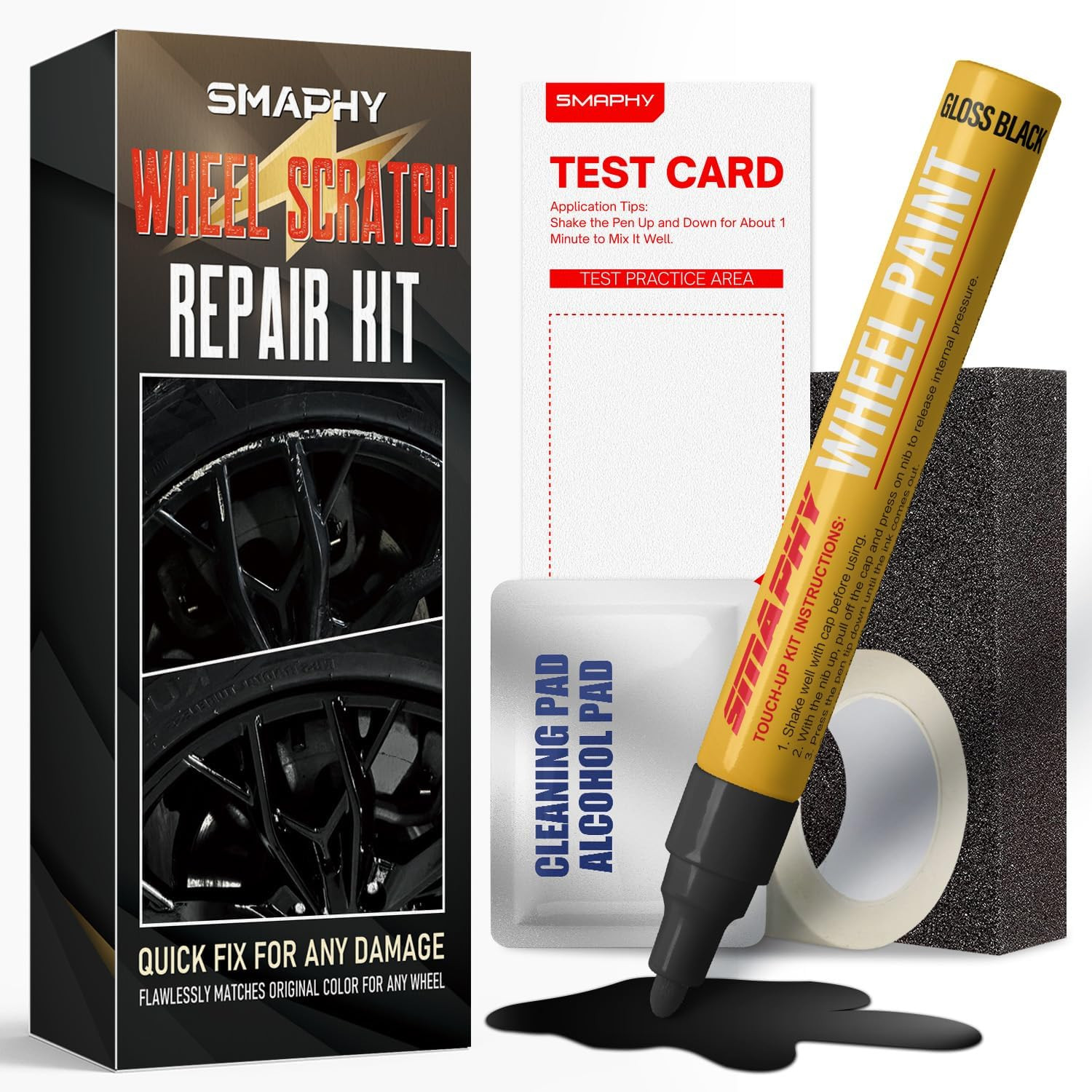 SMAPHY Wheel Scratch Repair Kit, Wheel Repair Kit Curb Rash Wheel Paint Rim Pain