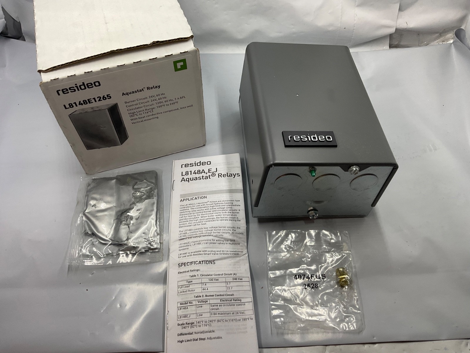 Resideo L8148E1265 Aquastat Relay 24v 60hz 180˚F to 240˚F