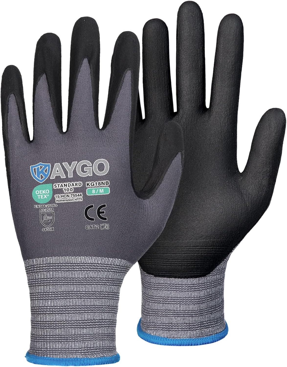Safety Work Gloves, Microfoam Nitrile Coated, Men Women,Kg18N | Anti-Slip Grip,
