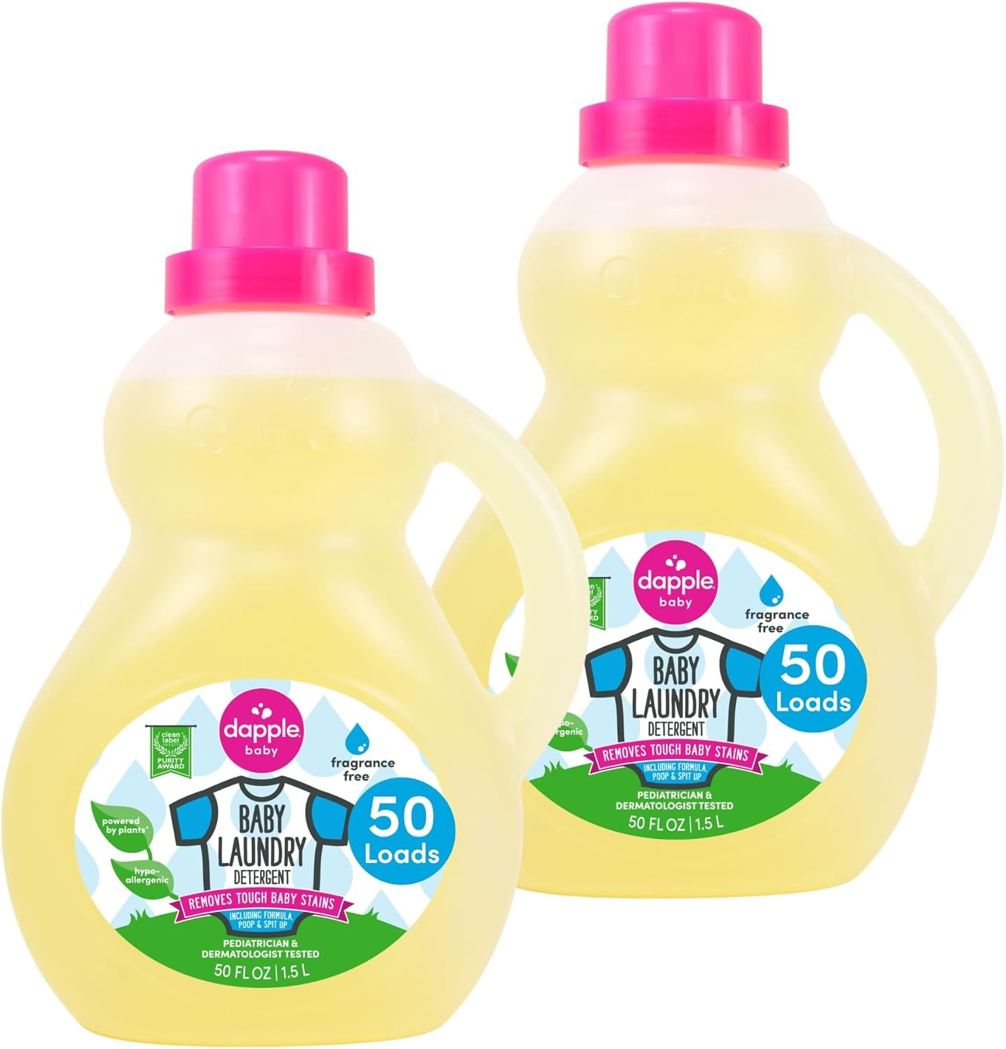 Dapple Baby Laundry Detergent, Plant Powered, Hypoallergenic, Fragrance Free, Co