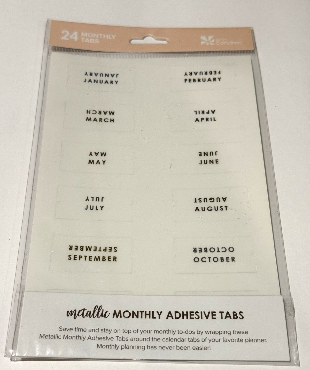 Erin Condren Metallic Monthly Adhesive Tabs Calendar Planner Organize NEW READ