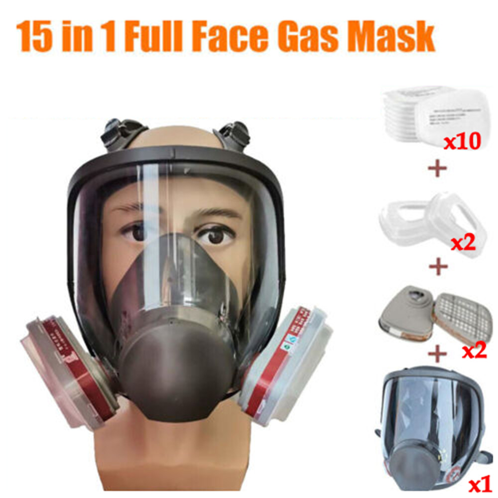 15 in 1 Full Face Gas Mask Respirator Safety Painting Spraying Facepiece 6800