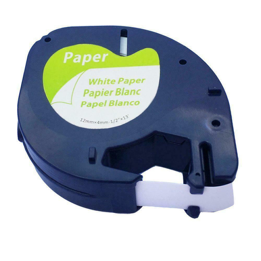 5PK Compatible DYMO LetraTag Refill 91330 White Paper Tape 12mm LT-100H 1/2