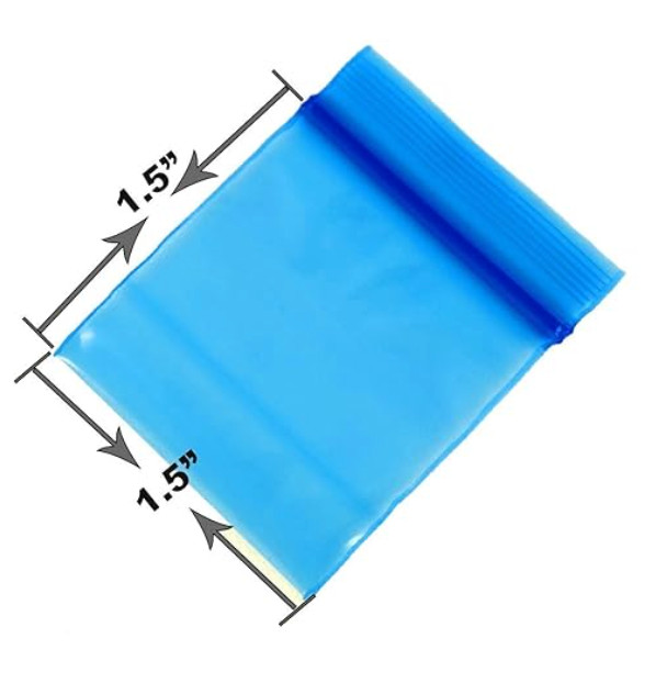 BLUE MINI ZIPLOCK BAGGIES 100ct PREMIUM QUALITY DIME BAGS 1.5″ x 1.5″