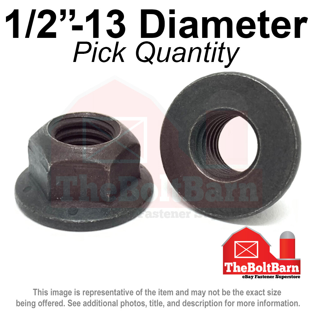 1/2″-13 Grade 8 (G) Hex Flange Top Lock Nuts Coarse Phos & Oil (Pick Quantity)