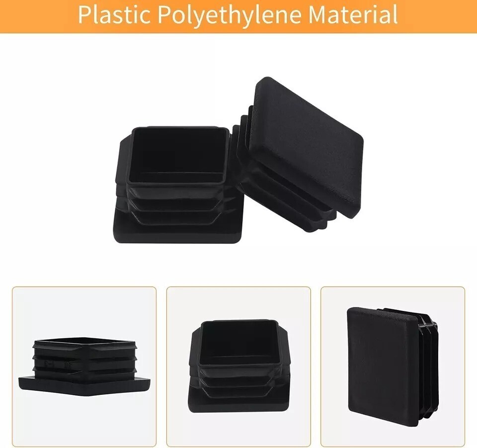 , 2 Inch 2X2 Square Tube End Cap Plastic Plugs 12 Pack, 2 Inch 2X2 Square Tubing