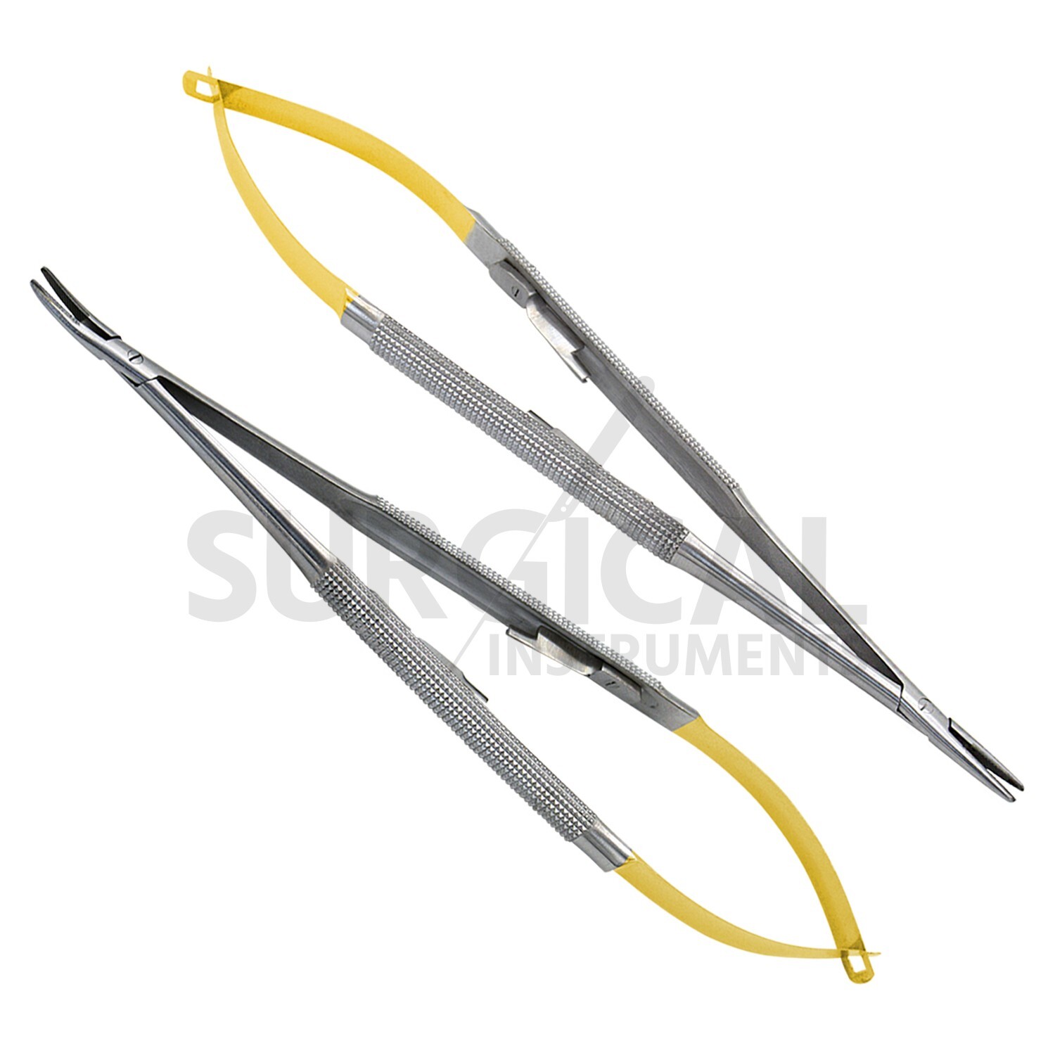 2 T/C Castroviejo Needle Holder 7″ (1 Curved & 1 Straight) Surgical German Grade