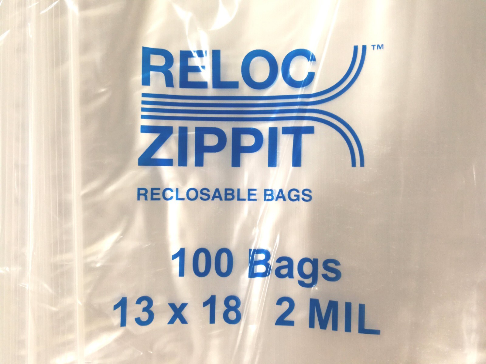 Large Reloc Zippit 13 x 18″ Clear Reclosable Bags Top Lock 2Mil Jumbo Size 100pc