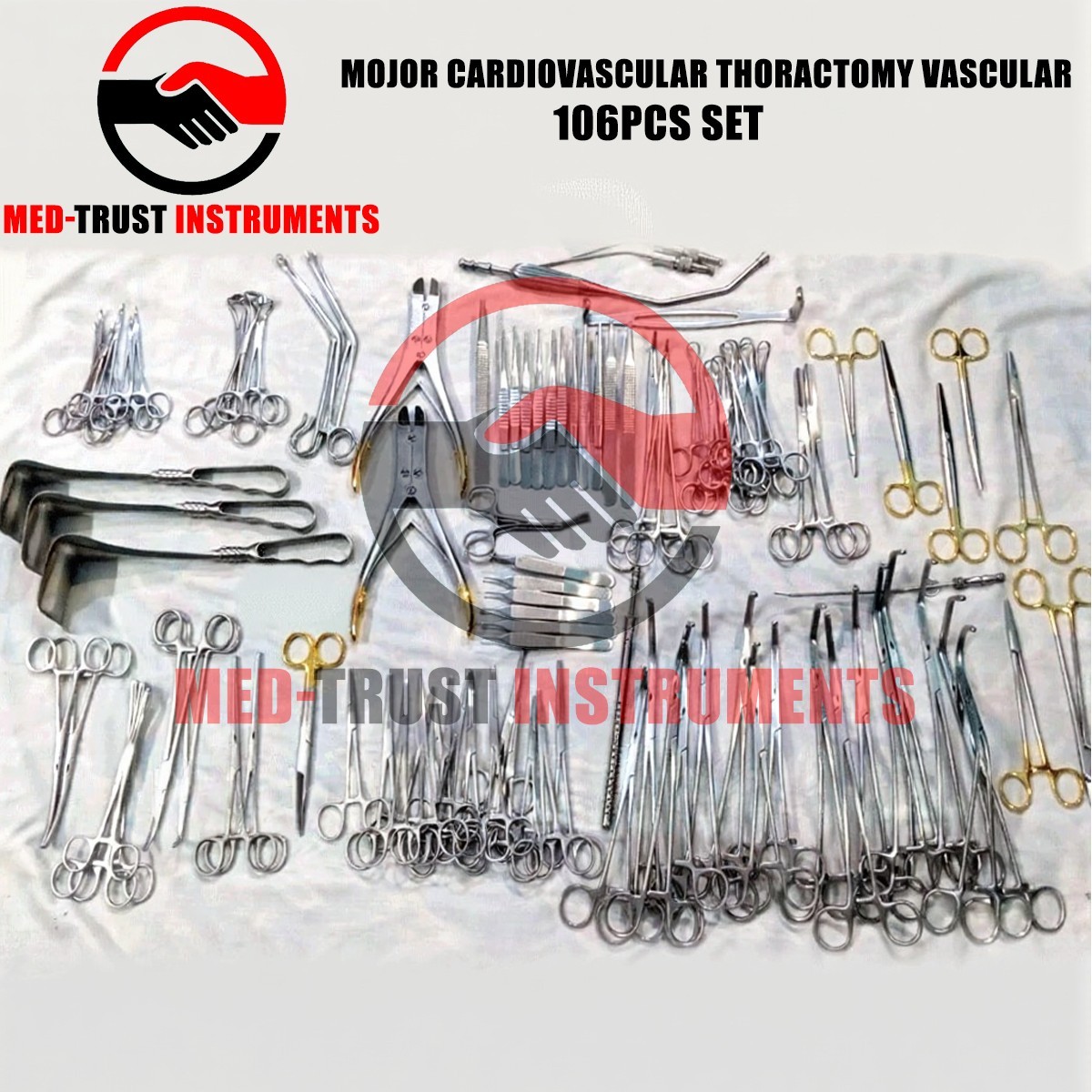 Major Cardiovascular Thoractomy Vascular 106 pcs Set Open Heart Instruments