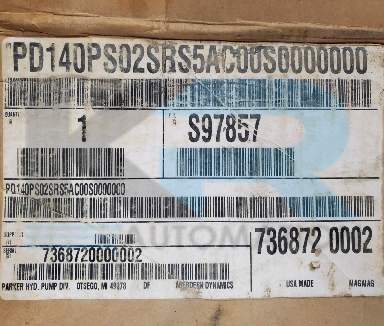 NEW Parker PD140PS02SRS5AC00S0000000 P1/PD Medium Pressure Mobile Piston Pump
