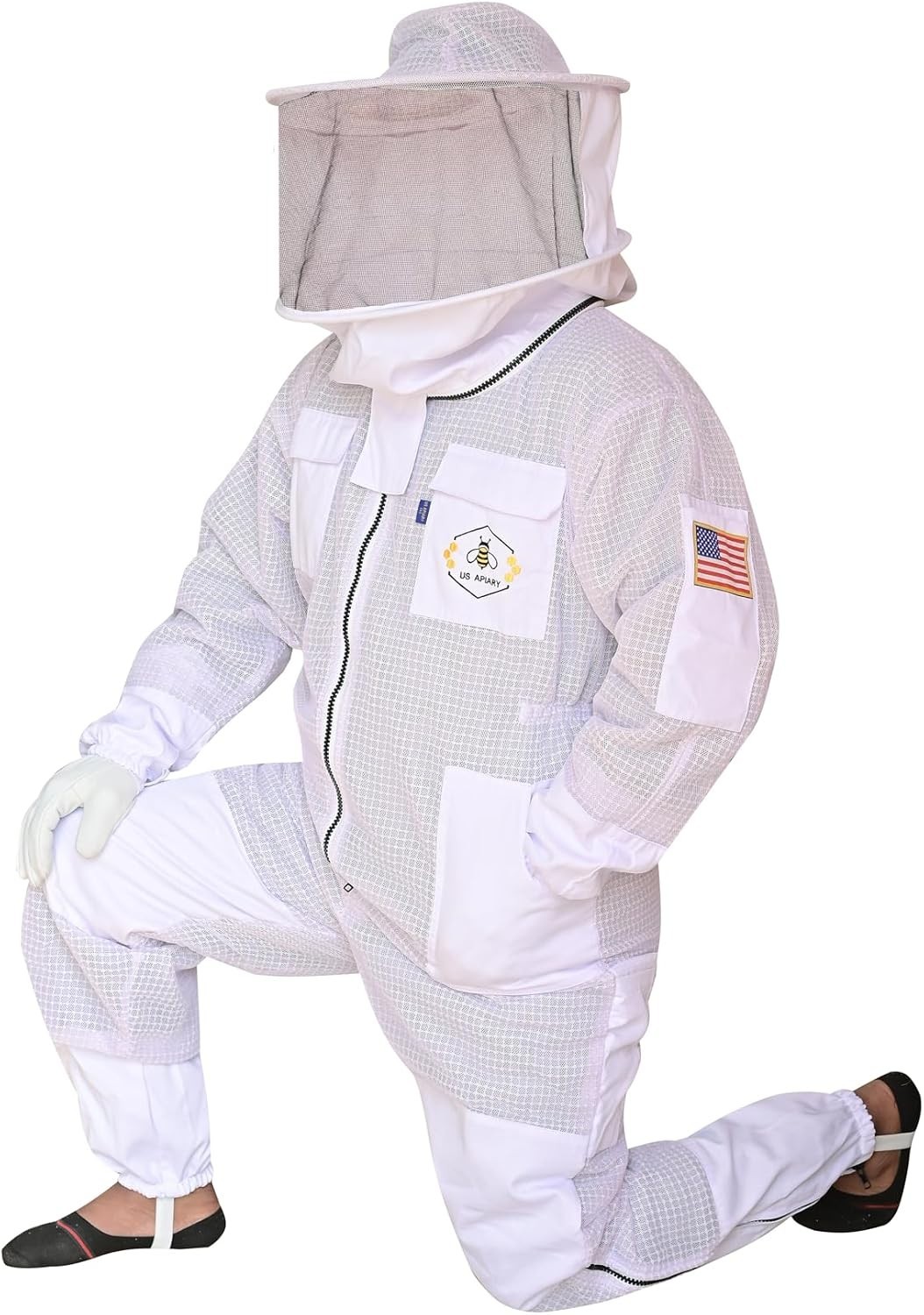 Heavyweight 3 Layer Bee Suit with Round Veil, Fencing Veil & Sting-Proof Gloves
