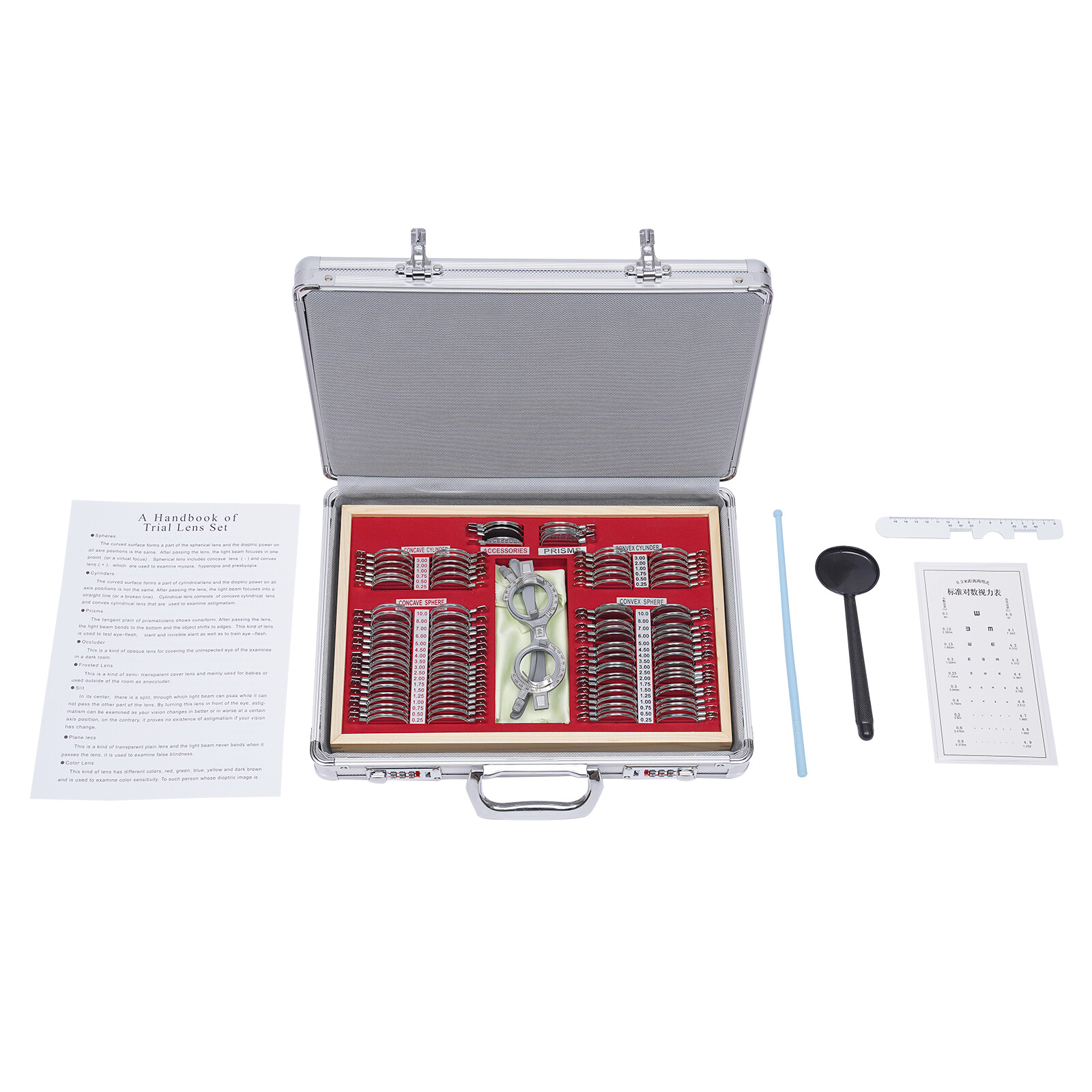 104 Pcs Trail Lens Set Optical Trial Lens Metal Optical Case Optometry Frame Rim