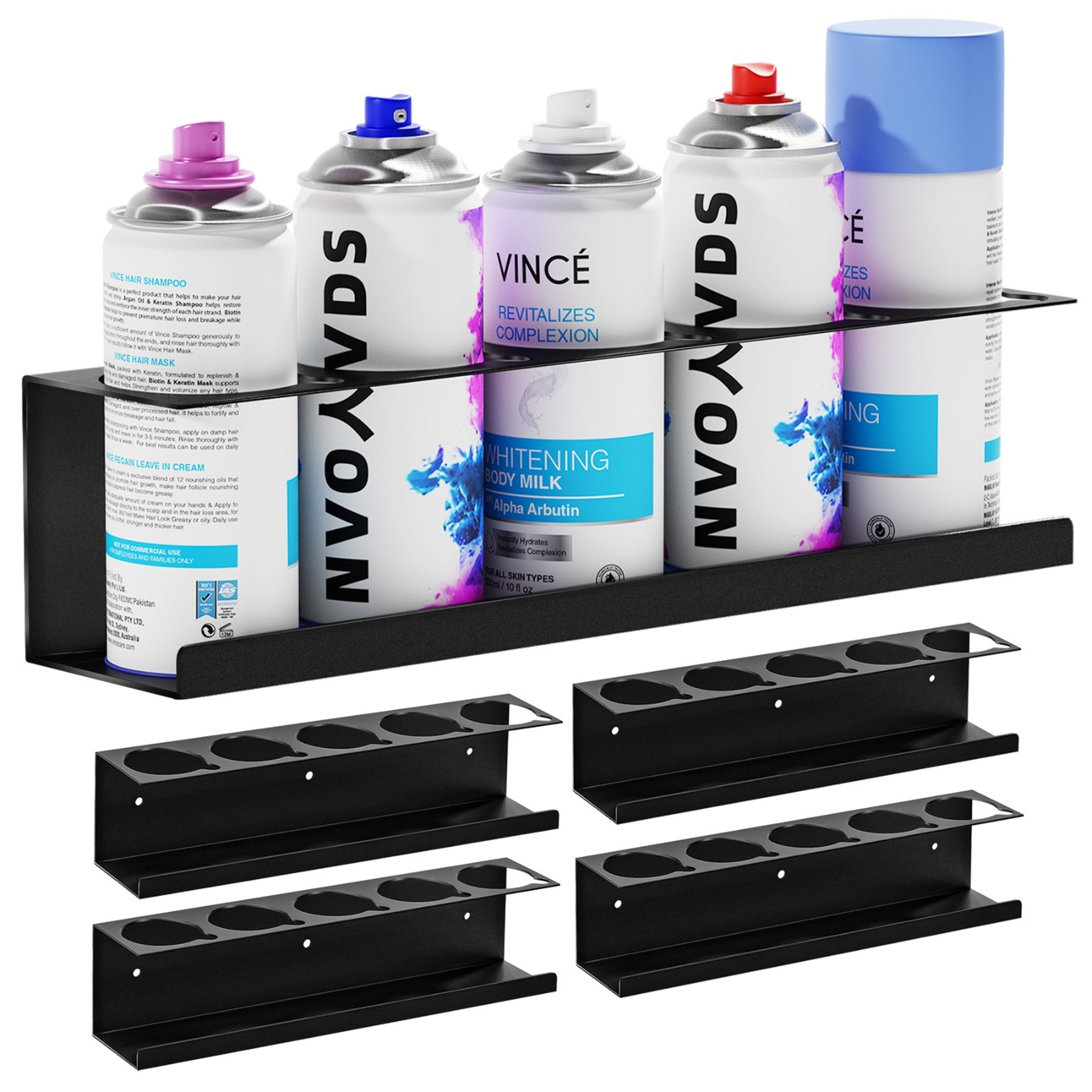 Wall-Mounted Spray Can Holder Rack Organize, 4 Pack Steel Aerosol Can Holder