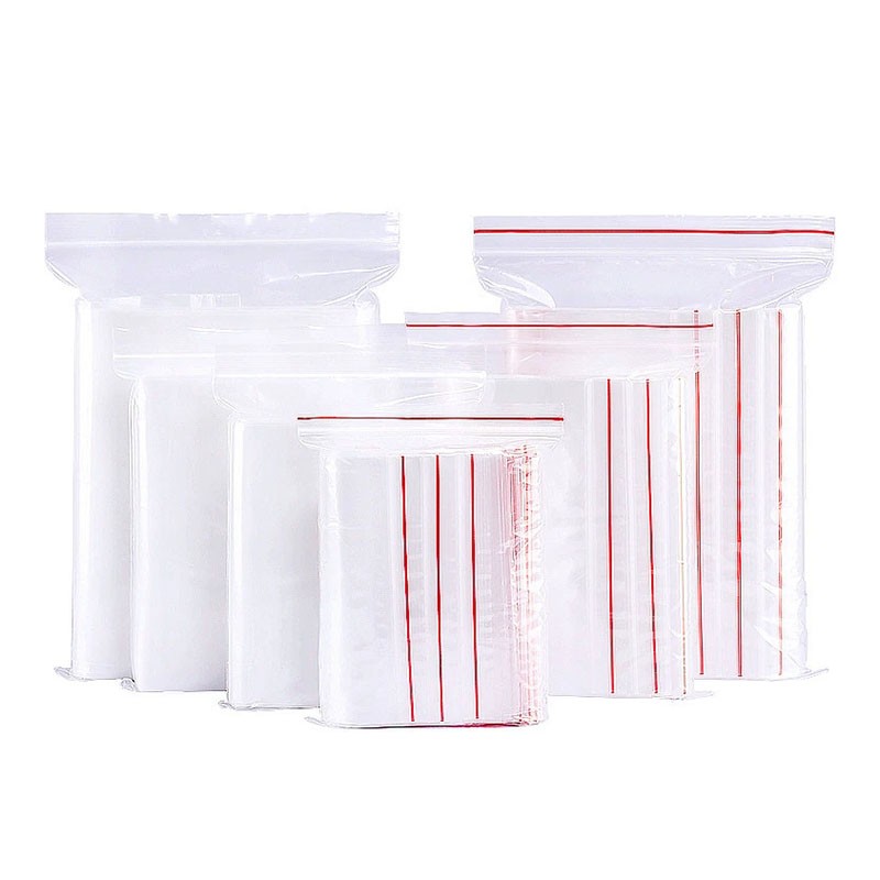 100pc Clear PE Zip-lock Bags Plastic Grip Self Seal Resealable Food Storage Bags