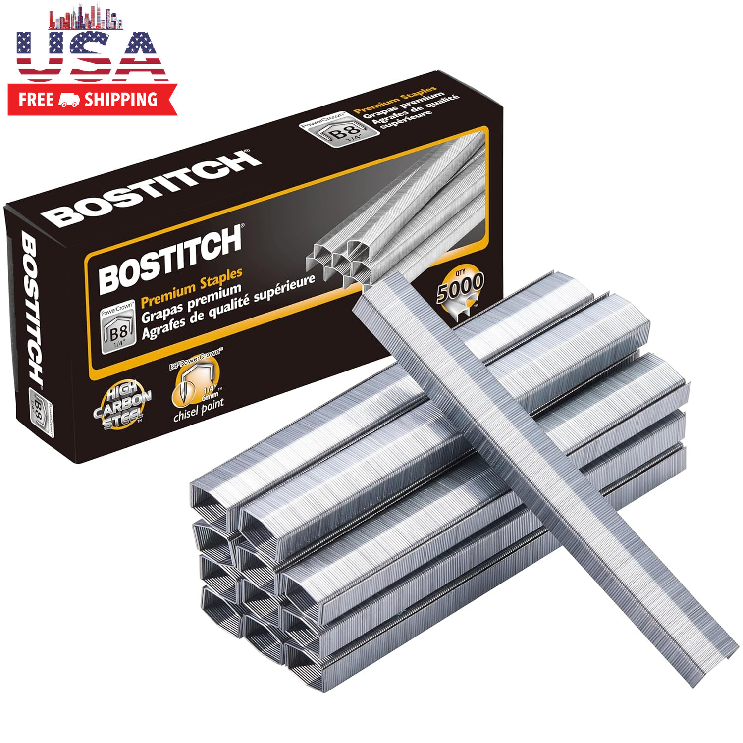 Office B8 Powercrown 0.25 Inch Staples, Pack of 5,000 Staples (STCRP21151/4), Si