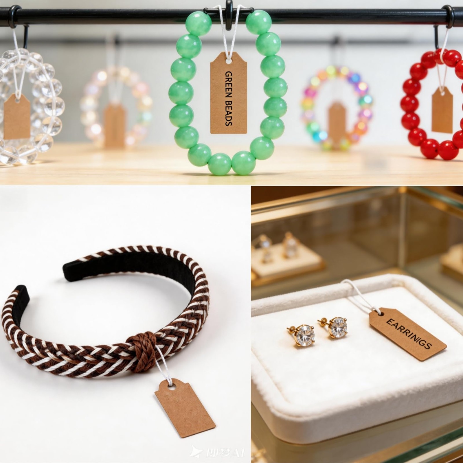 300 Pcs Small Price Tags with Elastic String, Brown Kraft Jewelry Tags