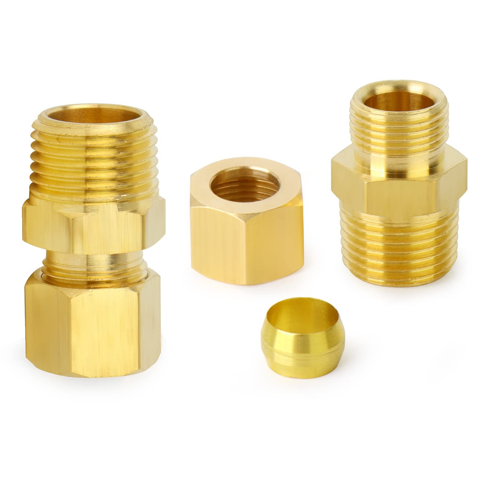 Brass Compression Tube Fitting 10-PACK 1/8 OD x 1/8 NPT Male Connector
