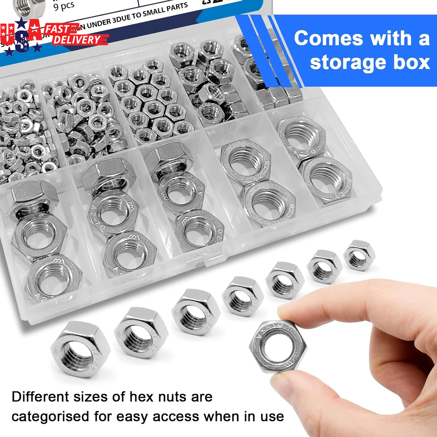 5/16″-18 Hex Nuts,90 Pack 304 (A2-70) Stainless Steel Hardware Nuts,Standard Inc
