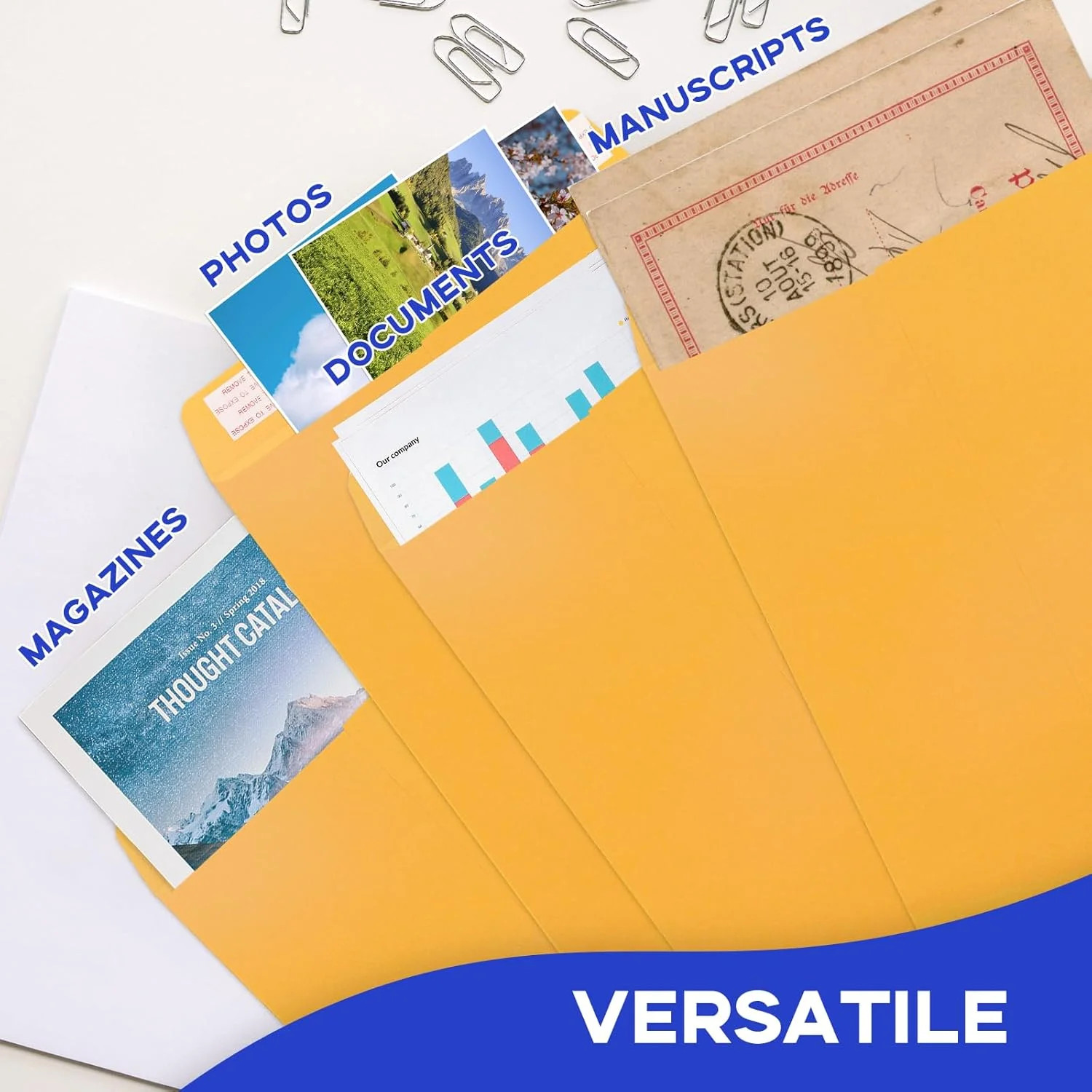 Goefun 9×12 Manilla Envelopes Self Seal, 100 GSM Brown Kraft Large Envelopes for