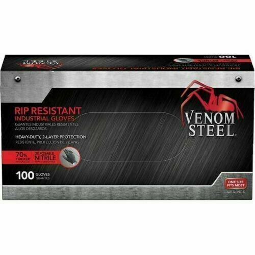 VENOM STEEL Nitrile Gloves Rip Resistant One Size 100 CT