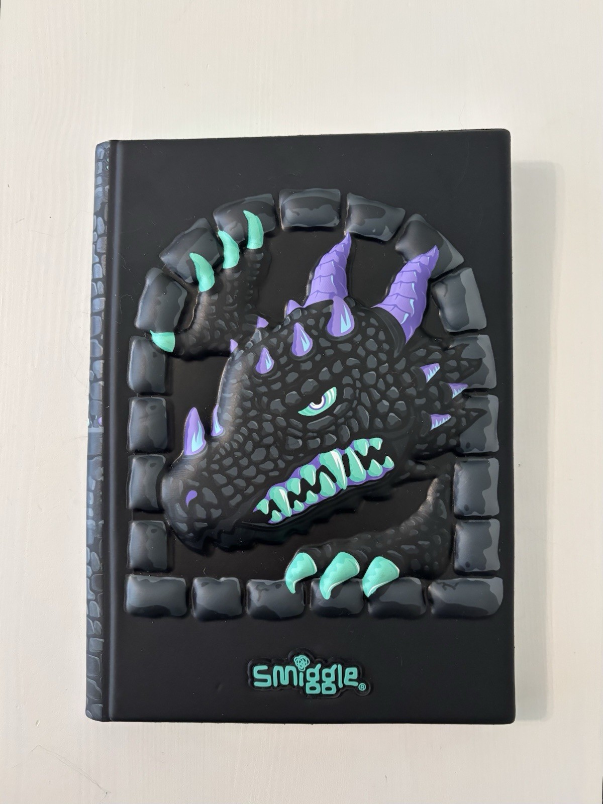 Smiggle A5 Notebook Hey There 3d Dragon Black Purple Green 160 Pages New