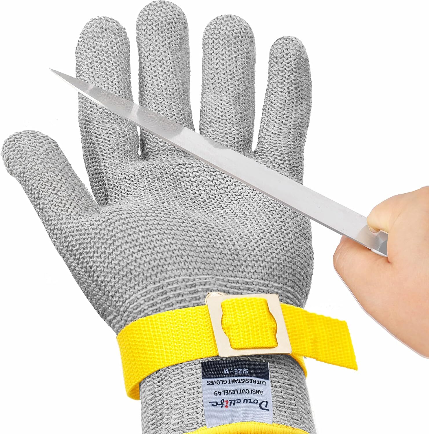 Level 9 Cut Resistant Glove Stainless Steel Mesh for Butcher Meat Slicing,1-Pack