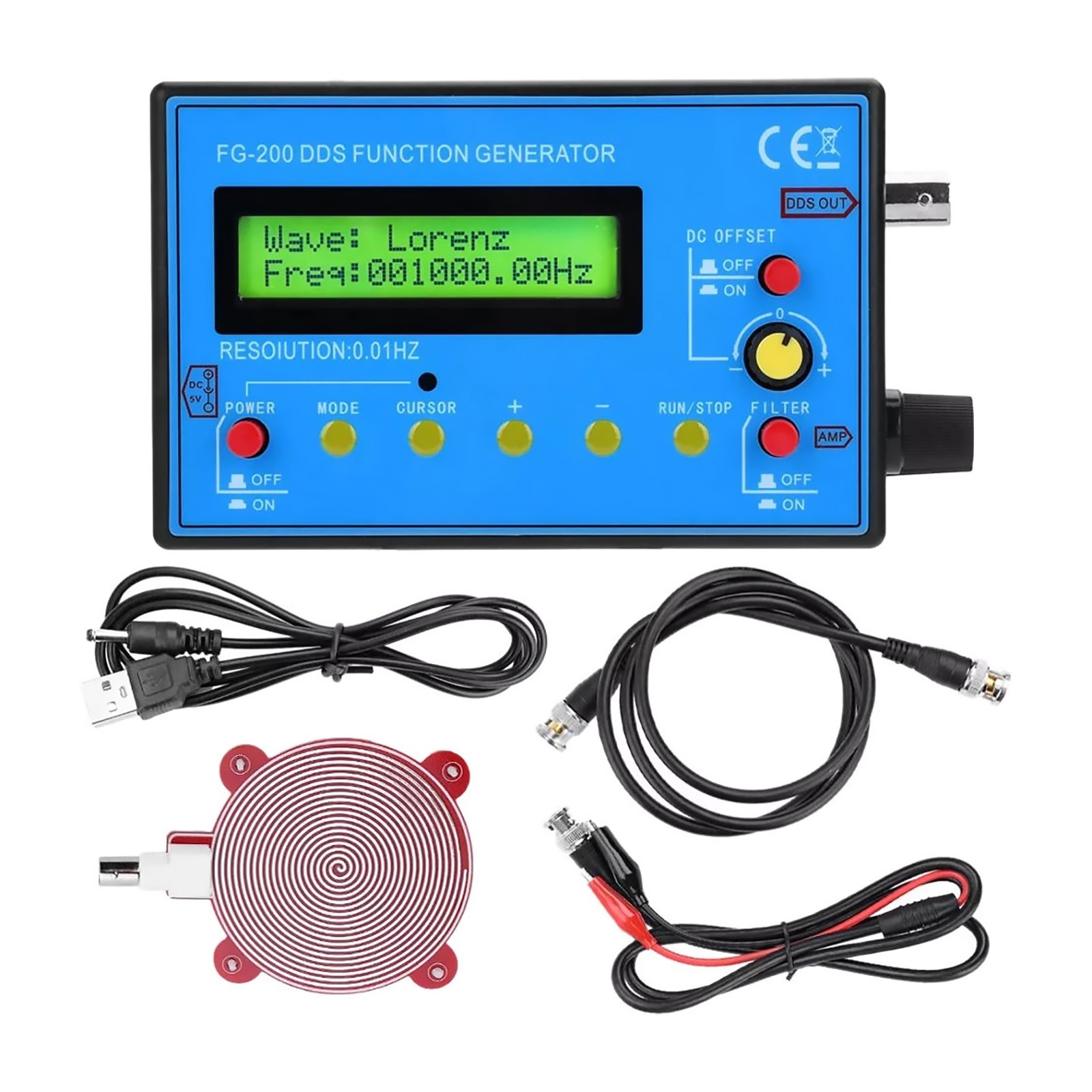 Signal Generator DDS 0.01Hz-500kHz LCD Display 15 Waveforms for Electronics Lab
