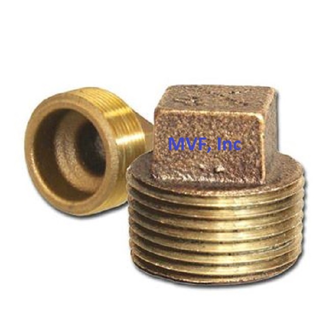 1″ Lead-Free Brass Pipe Plug 125# Threaded Square Head CORED Plug BR150641