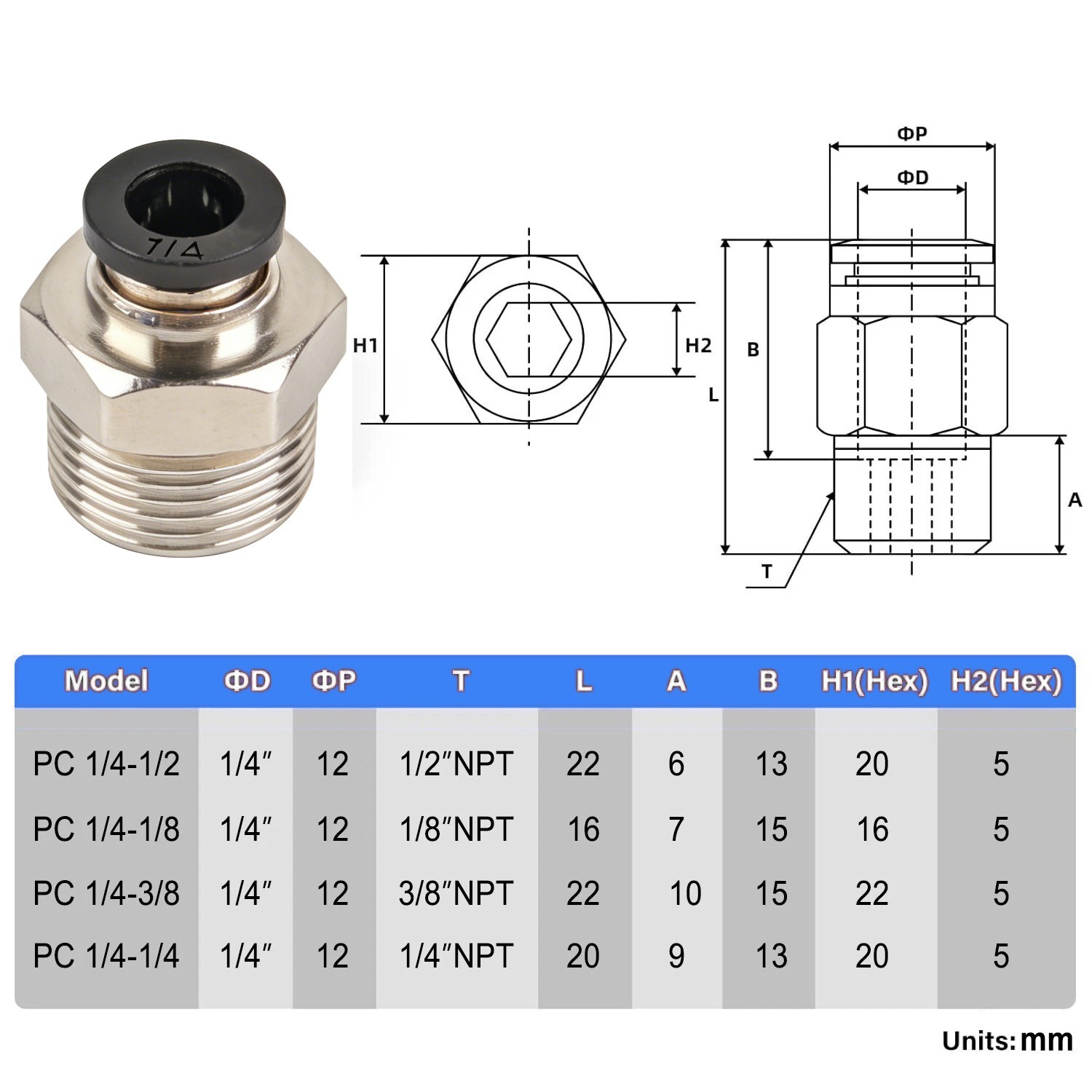 1/4” Air Tubing Kit, 50ft Nylon Hose 1/2 3/8 1/4 1/8 Push to Connect Fittings