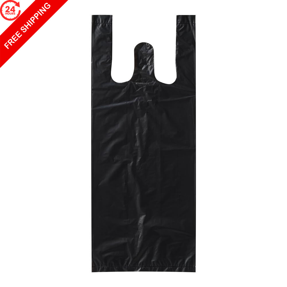 Platree Small Black T-Shirt Bags, 6″ x 4″ x 15″, 800 X X