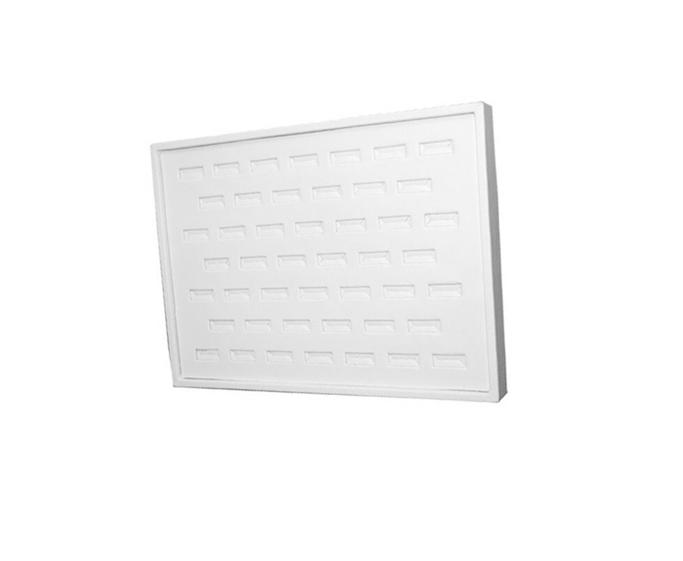White Faux Leather 46 Rings Ring Tray 10” x 7-1/2” Display Fixture Jewelry